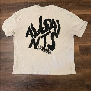 All Saints Cream and Black Short Sleeve Tee